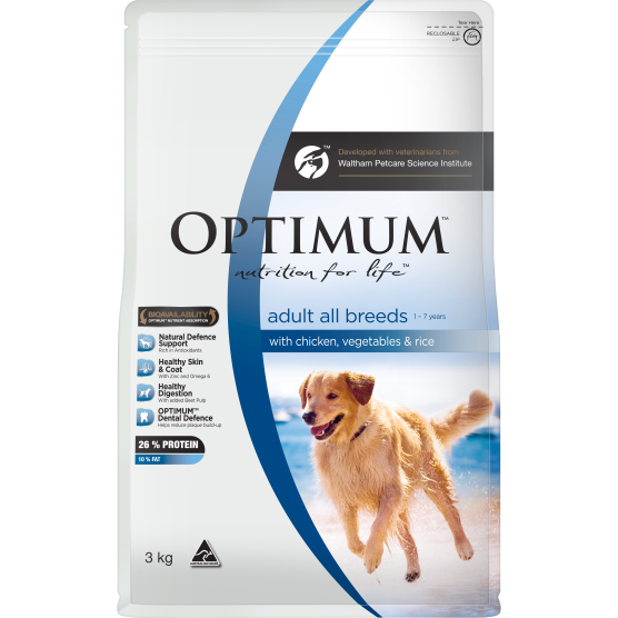 Optimum Adult Dog Dry Food Chicken Vegetable Rice Gobles Pet and Grain Adelaide