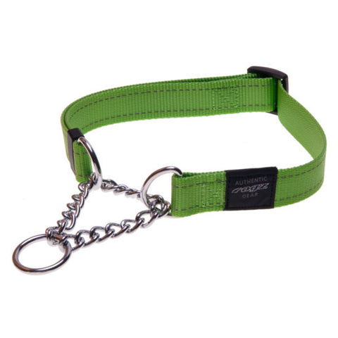 Rogz Obedience Half-Check Collar Utility with Reflective Stitching - Black - Various Sizes