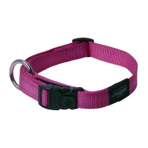 Rogz Side Release Dog Collar - Utility with Reflective Stitching - Lime - Various Sizes