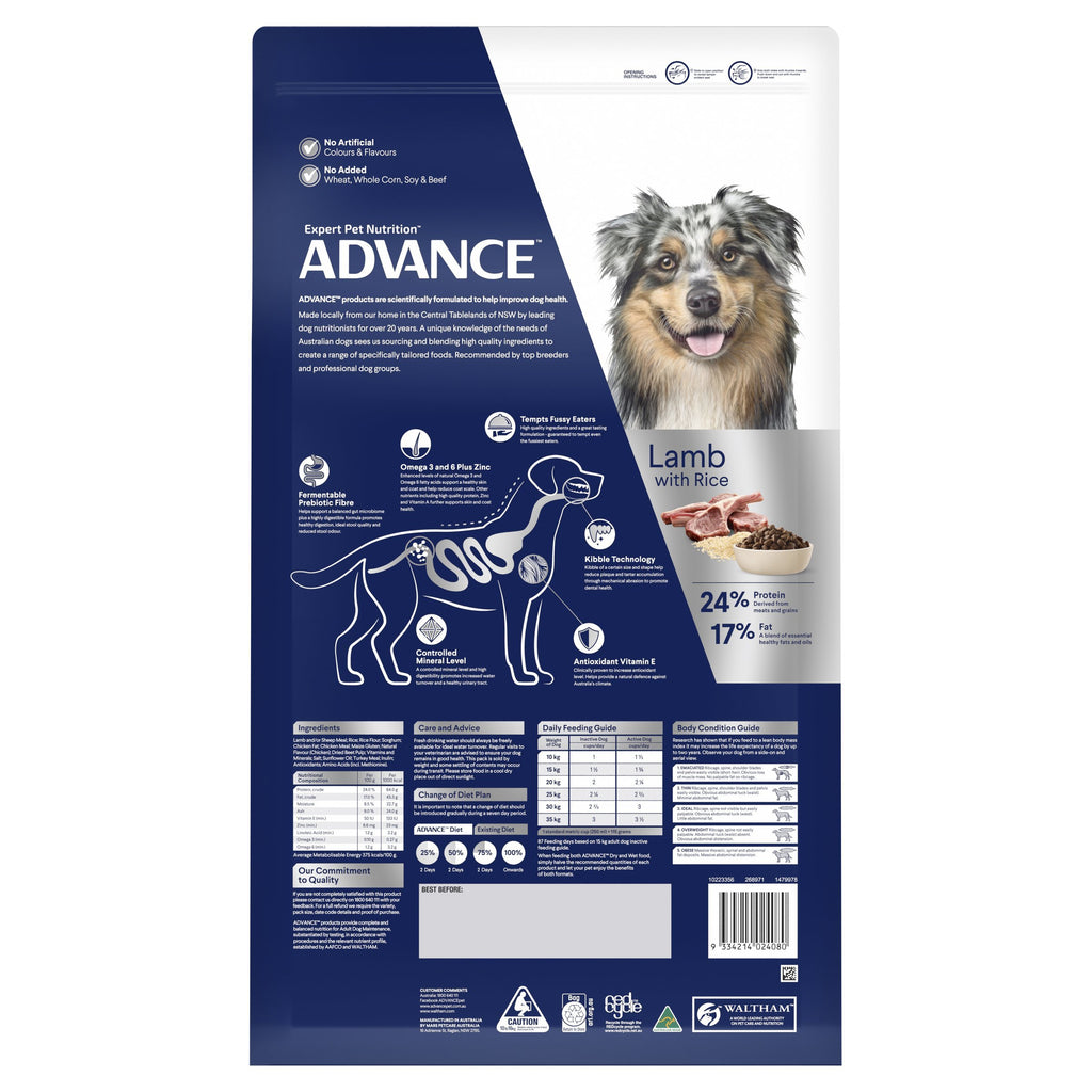 Advance Adult Dog Total Wellbeing All Breed Dry Food - Lamb