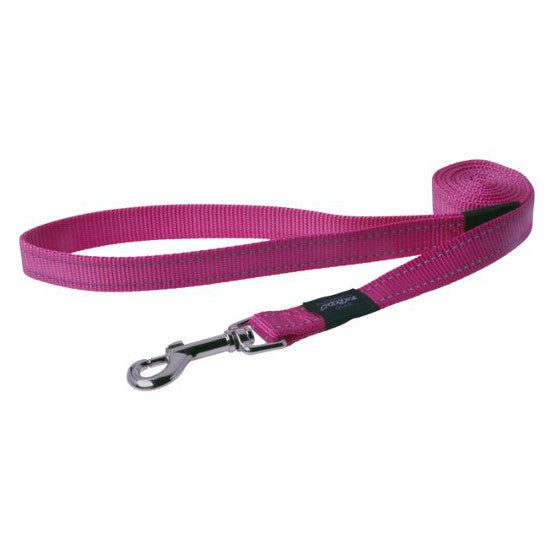 Rogz Long Fixed Utility Lead with Reflective Stitching - Pink - Various Sizes