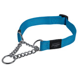Rogz Obedience Half-Check Collar Utility with Reflective Stitching - Turquoise - Various Sizes