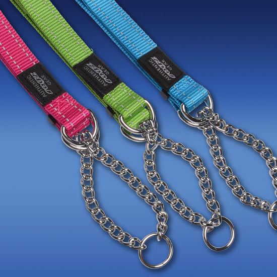 Rogz Obedience Half-Check Collar Utility with Reflective Stitching - Dayglo - Various Sizes