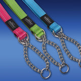 Rogz Obedience Half-Check Collar Utility with Reflective Stitching - Turquoise - Various Sizes