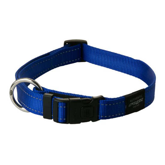 Rogz Side Release Dog Collar - Utility with Reflective Stitching - Blue - Various Sizes