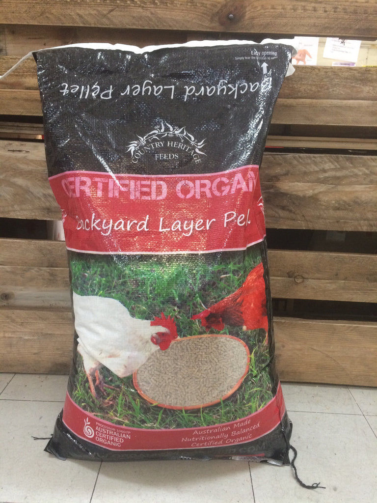 Country Heritage Feeds- Organic Backyard layer pellets- Chook food 20kg